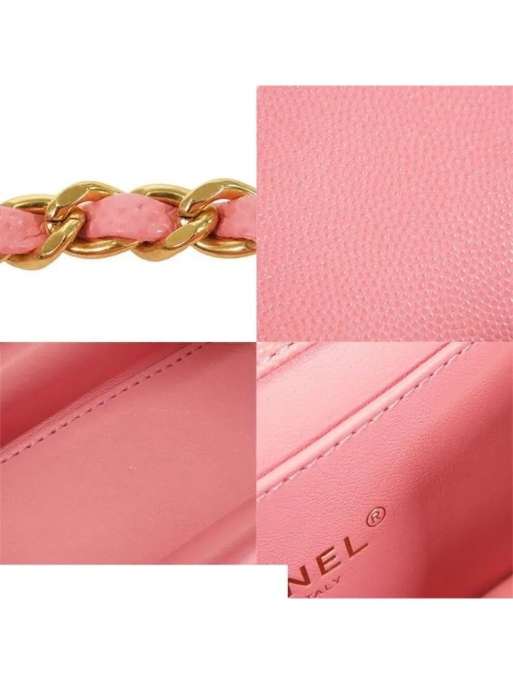 Chanel Chain Pink Gold Caviar Leather Quilted 20 Single Flap Shoulder Bag